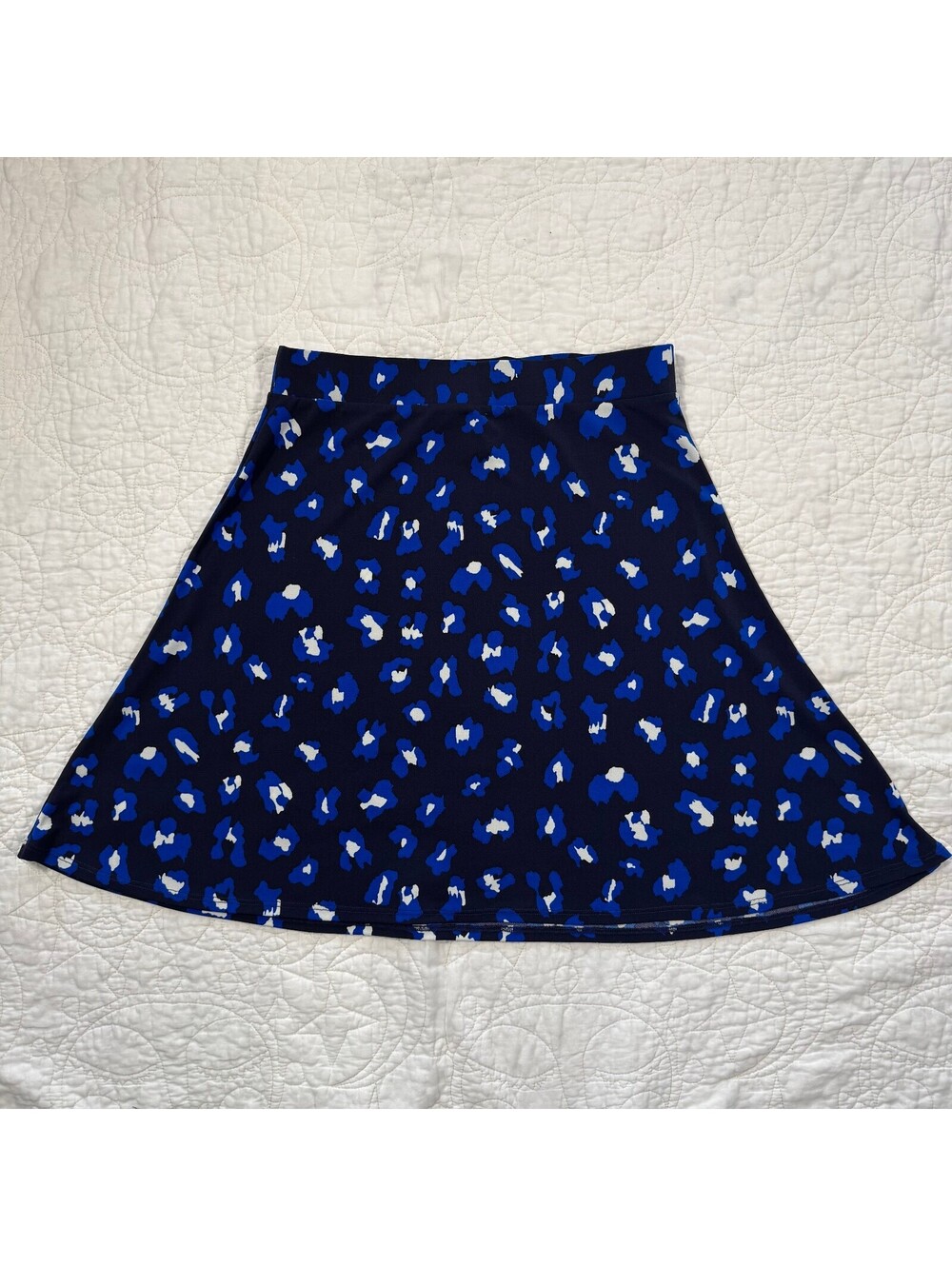 Leota Lilian Fit 'n' Flare Black and Blue Leopard Mini Skirt Size small